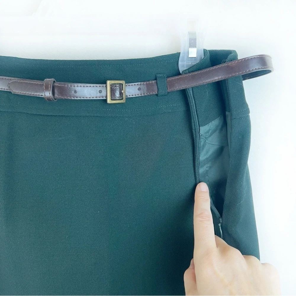 Jones New York 100% Wool Straight Skirt Forest Green 10 Preppy Office Career